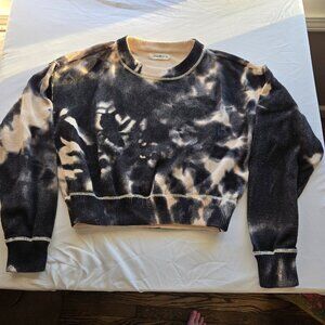 Natural Life Tie-Dye black tan cropped sweater. Size large.